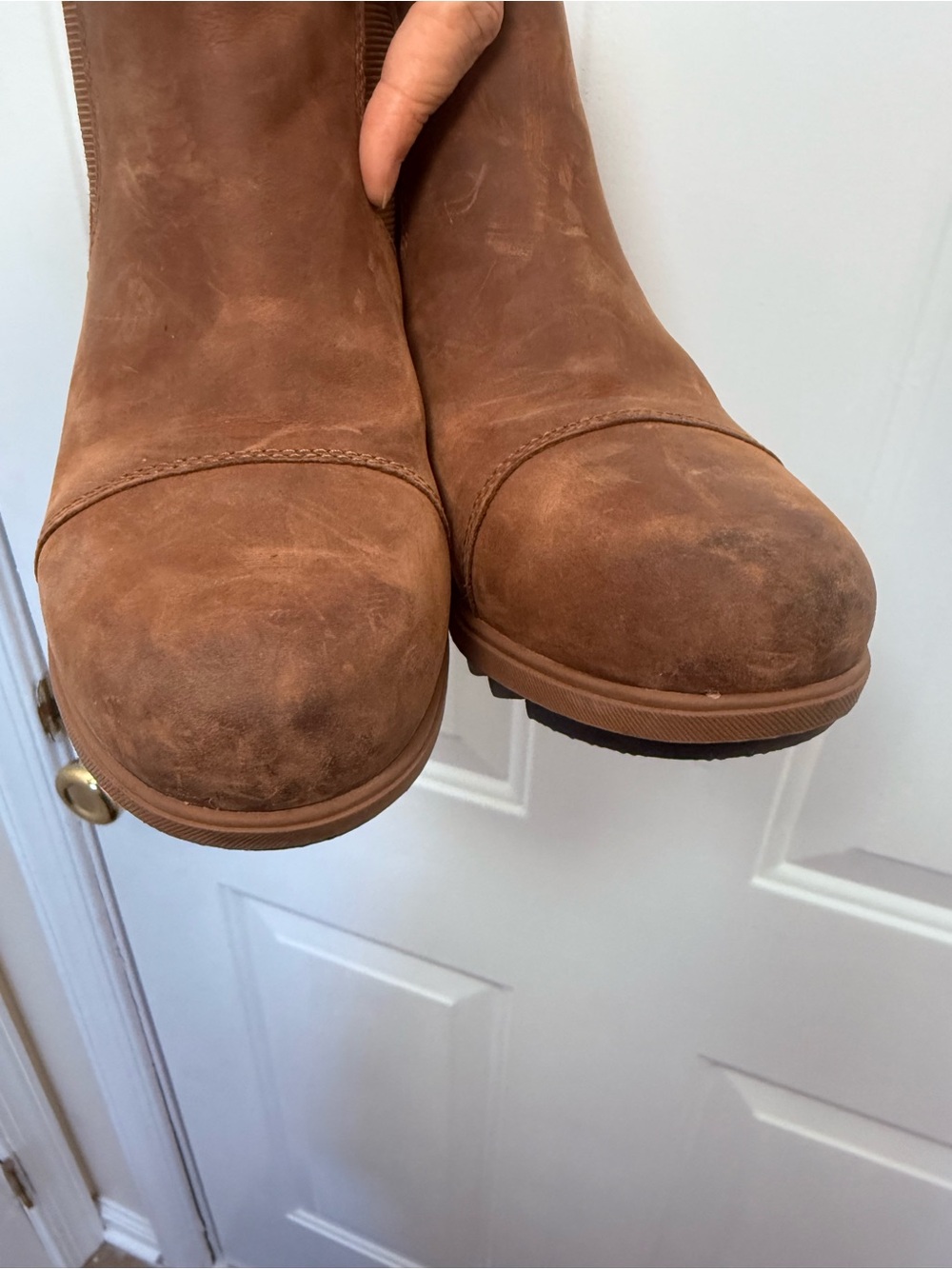 Sorel Light Brown Evie II Leather Wedge Boots 8.5 Gorpcore Outdoor Winter - Picture 7 of 8